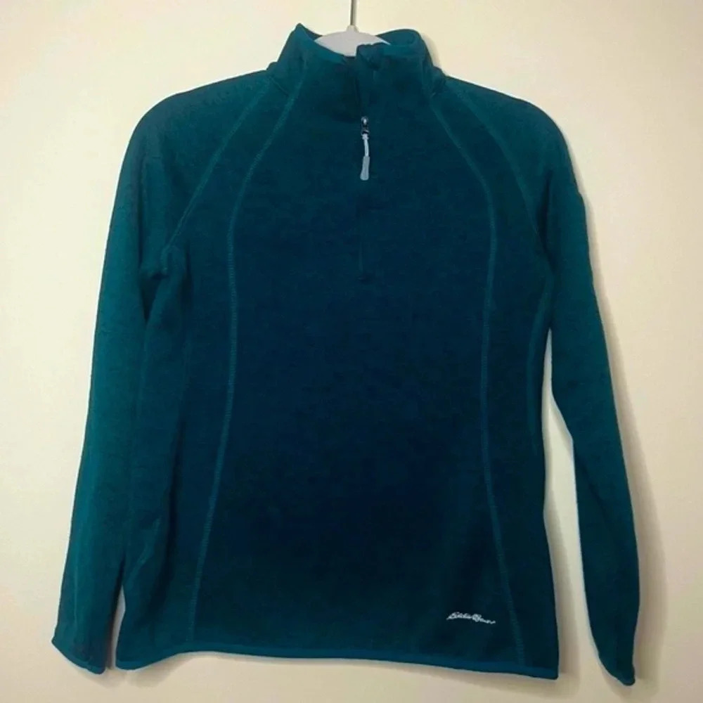 ☀️EDDIE BAUER Quarter Zip Up Blue Fleece Pullover Sweater